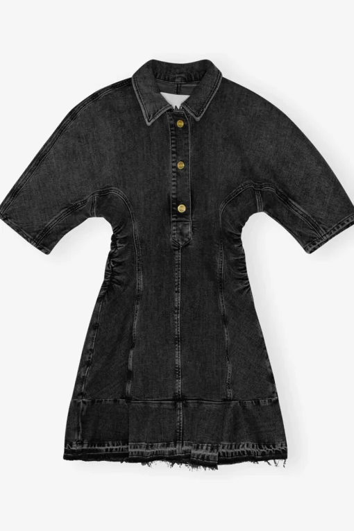 GANNI Denimklær | Kjoler<Washed Black Denim Mini-kjole WashedBlack/Black