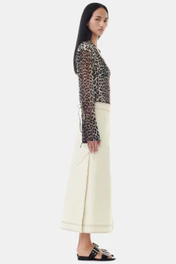 GANNI Dresstoff | Sett<White Canvas Long Wrap-skjørt SummerSand