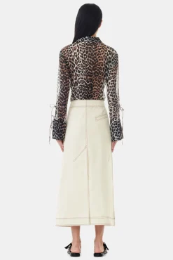 GANNI Dresstoff | Sett<White Canvas Long Wrap-skjørt SummerSand