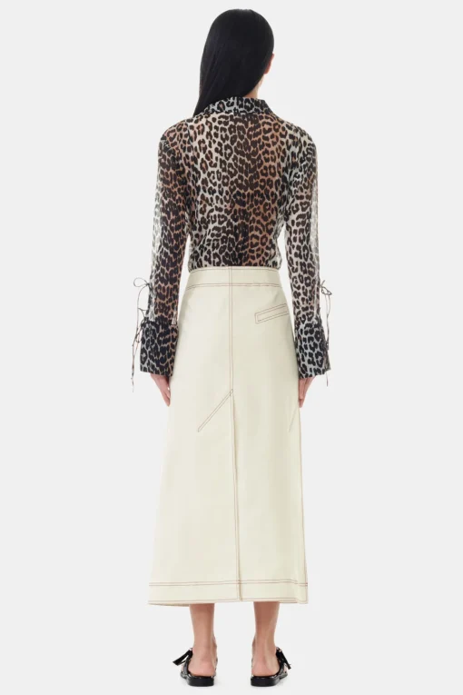 GANNI Dresstoff | Sett<White Canvas Long Wrap-skjørt SummerSand