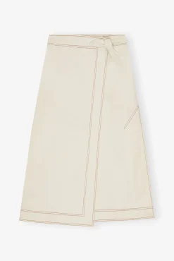 GANNI Dresstoff | Sett<White Canvas Long Wrap-skjørt SummerSand