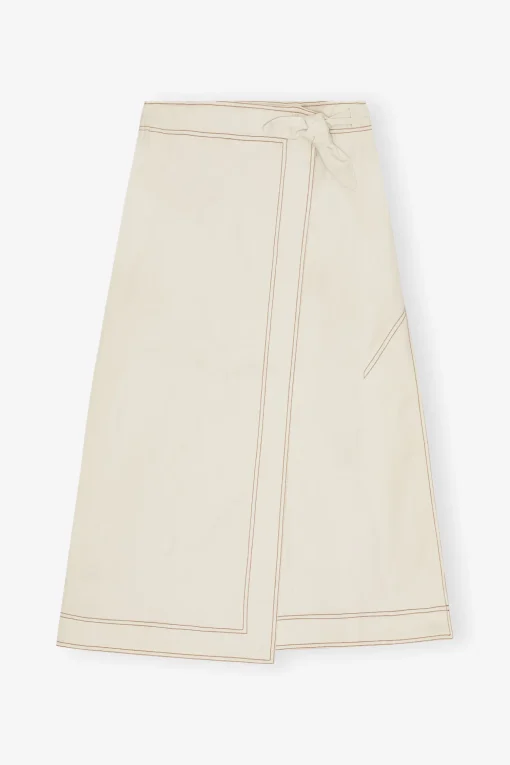 GANNI Dresstoff | Sett<White Canvas Long Wrap-skjørt SummerSand