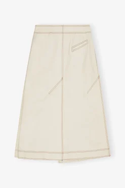 GANNI Dresstoff | Sett<White Canvas Long Wrap-skjørt SummerSand