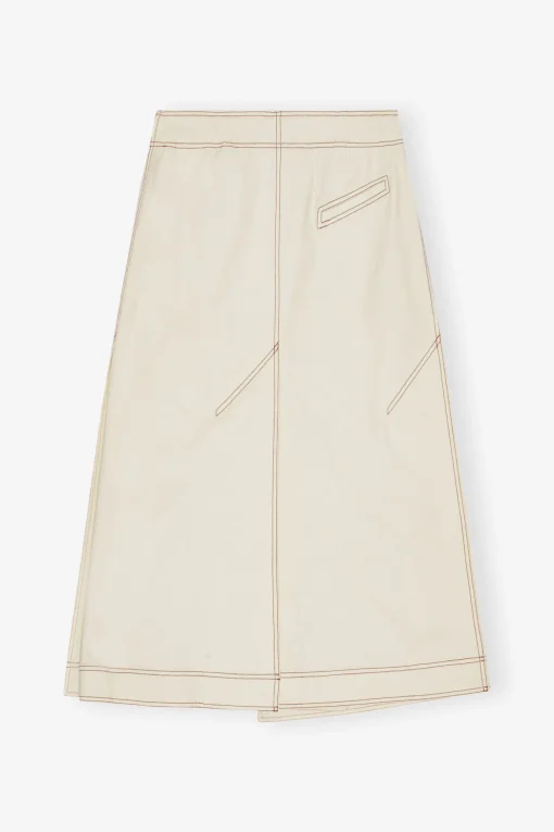 GANNI Dresstoff | Sett<White Canvas Long Wrap-skjørt SummerSand