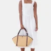 GANNI Plus Size Klær | Kjoler<White Cotton Poplin Midi Strap Smock-kjole BrightWhite