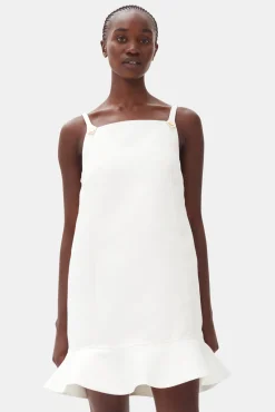 GANNI Kjoler<White Duchesse Satin Mini-kjole Egret