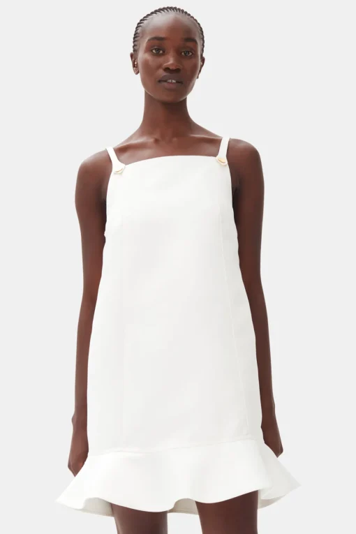 GANNI Kjoler<White Duchesse Satin Mini-kjole Egret