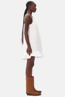 GANNI Kjoler<White Duchesse Satin Mini-kjole Egret
