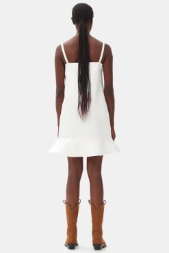 GANNI Kjoler<White Duchesse Satin Mini-kjole Egret