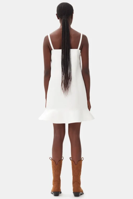GANNI Kjoler<White Duchesse Satin Mini-kjole Egret