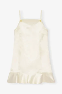 GANNI Kjoler<White Duchesse Satin Mini-kjole Egret