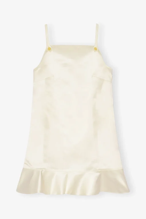 GANNI Kjoler<White Duchesse Satin Mini-kjole Egret