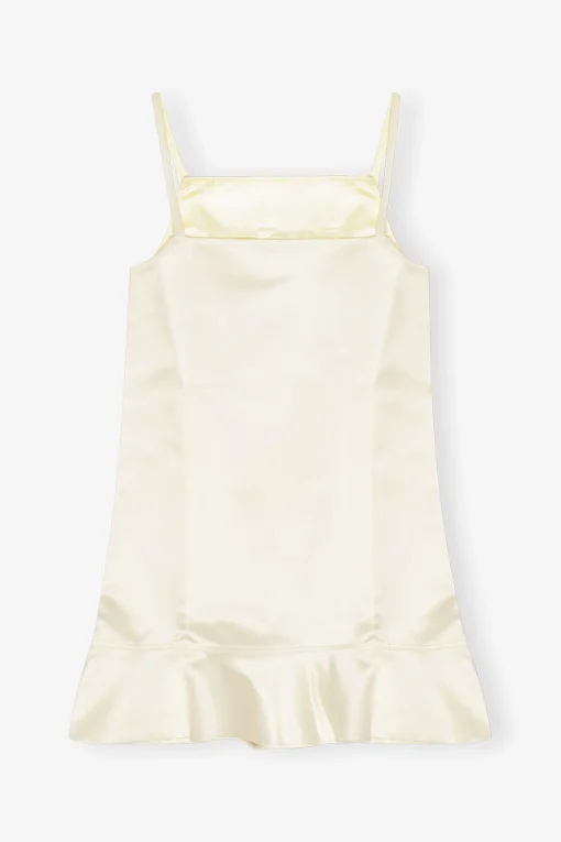 GANNI Kjoler<White Duchesse Satin Mini-kjole Egret