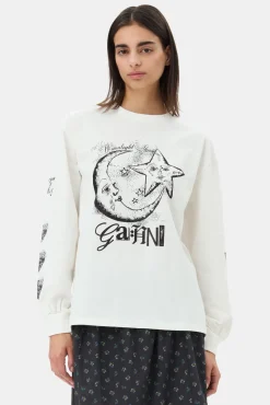 GANNI Plus Size Klær | Topper<White Future Heavy Long Sleeve-T-skjorte Egret