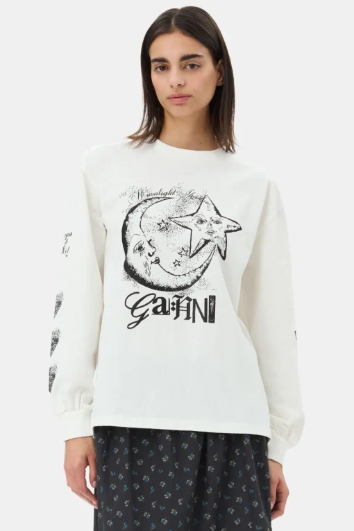 GANNI Plus Size Klær | Topper<White Future Heavy Long Sleeve-T-skjorte Egret