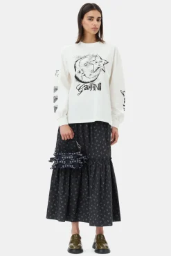 GANNI Plus Size Klær | Topper<White Future Heavy Long Sleeve-T-skjorte Egret