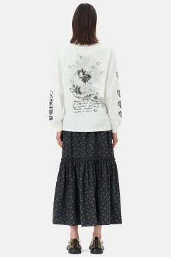 GANNI Plus Size Klær | Topper<White Future Heavy Long Sleeve-T-skjorte Egret