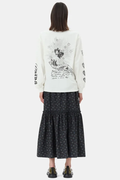 GANNI Plus Size Klær | Topper<White Future Heavy Long Sleeve-T-skjorte Egret