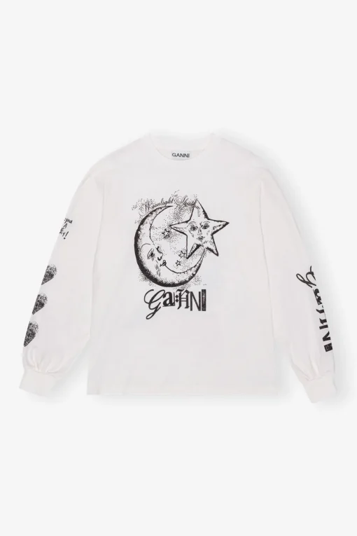 GANNI Plus Size Klær | Topper<White Future Heavy Long Sleeve-T-skjorte Egret
