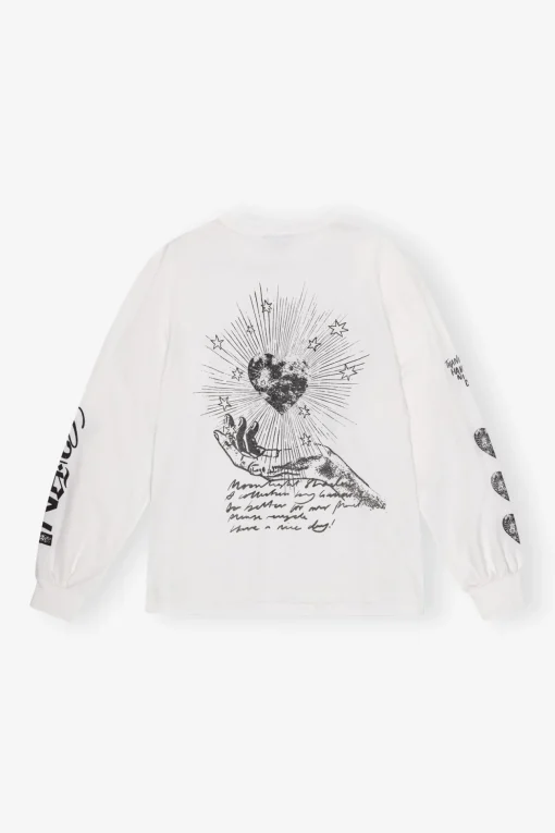 GANNI Plus Size Klær | Topper<White Future Heavy Long Sleeve-T-skjorte Egret