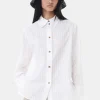 GANNI Ganni Exclusives | Topper<White Tonal Stripe Oversized-skjorte BrightWhite