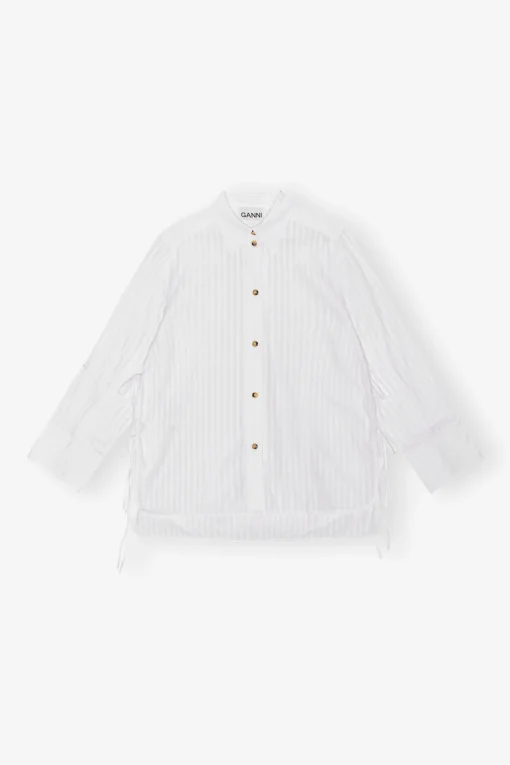 GANNI Ganni Exclusives | Topper<White Tonal Stripe Oversized-skjorte BrightWhite