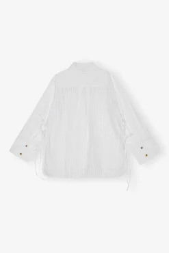 GANNI Ganni Exclusives | Topper<White Tonal Stripe Oversized-skjorte BrightWhite