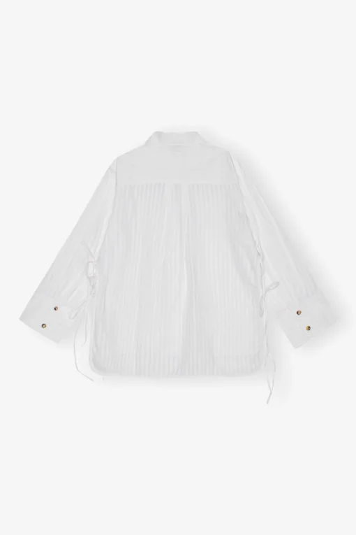 GANNI Ganni Exclusives | Topper<White Tonal Stripe Oversized-skjorte BrightWhite