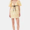 GANNI Kjoler<Yellow Botanical Jacquard Mini-kjole Flan